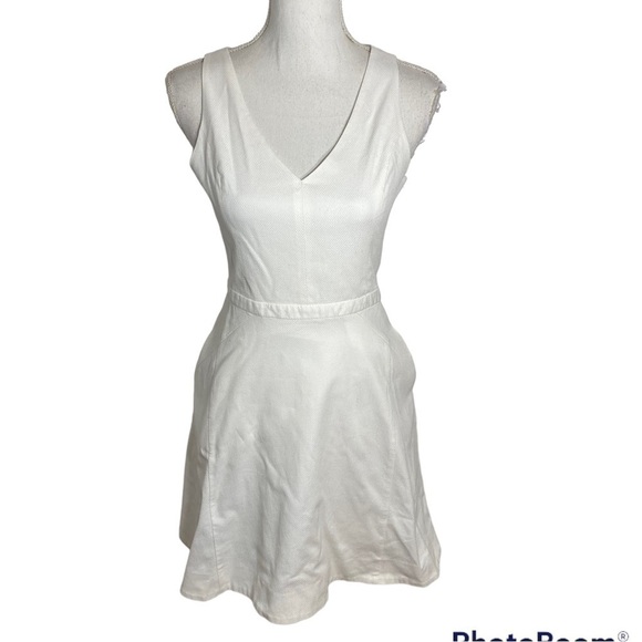 Joie Aurnia Criss Cross Fit & Flare Dress Small White Sleeveless Mini Open Back - Picture 1 of 7